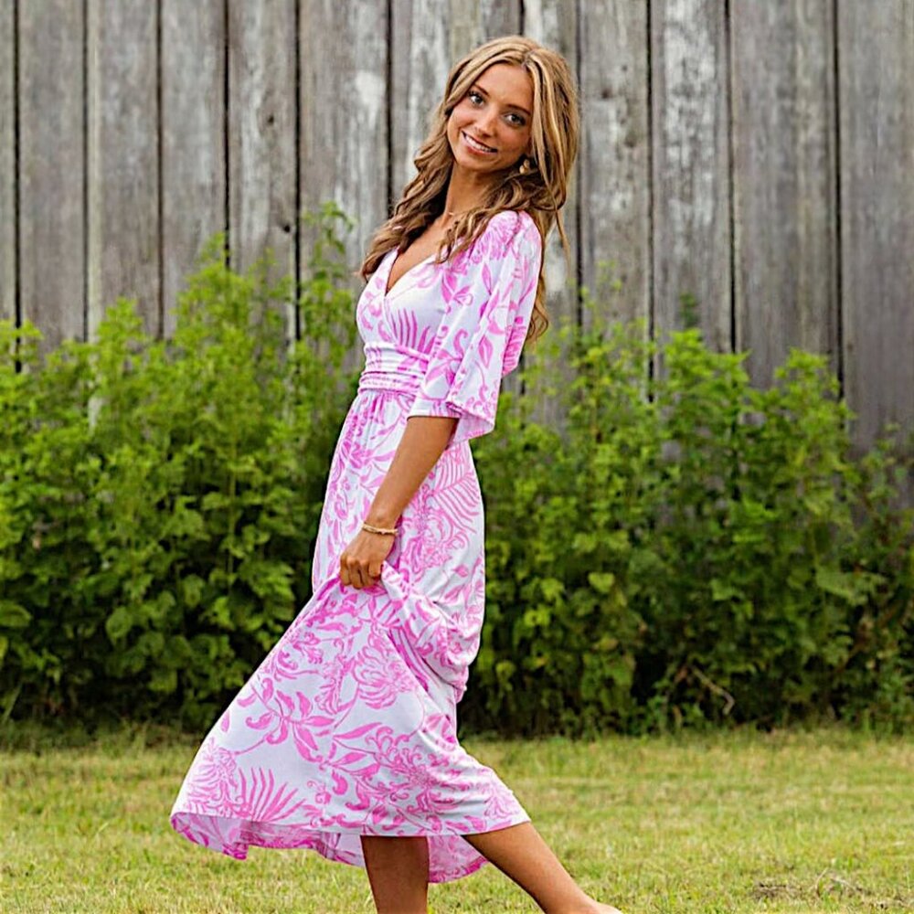 Lilly Pulitzer Parigi Maxi Dress in Rosseau Pink/Glisten In The Sun NWT - Small